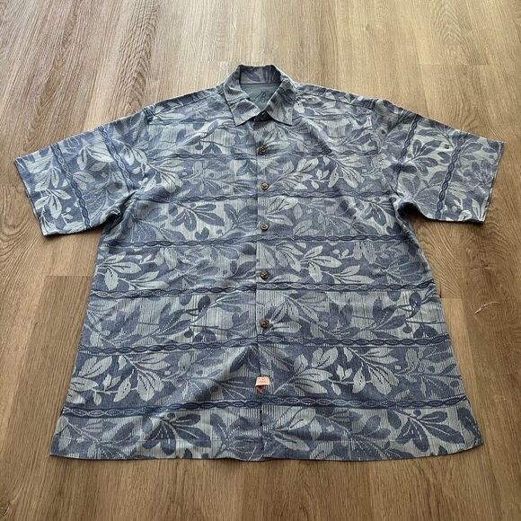 Men’s Hawaiian Shirt Size Large Tommy Bahama Standard Fit 100% Silk Floral - Picture 1 of 8